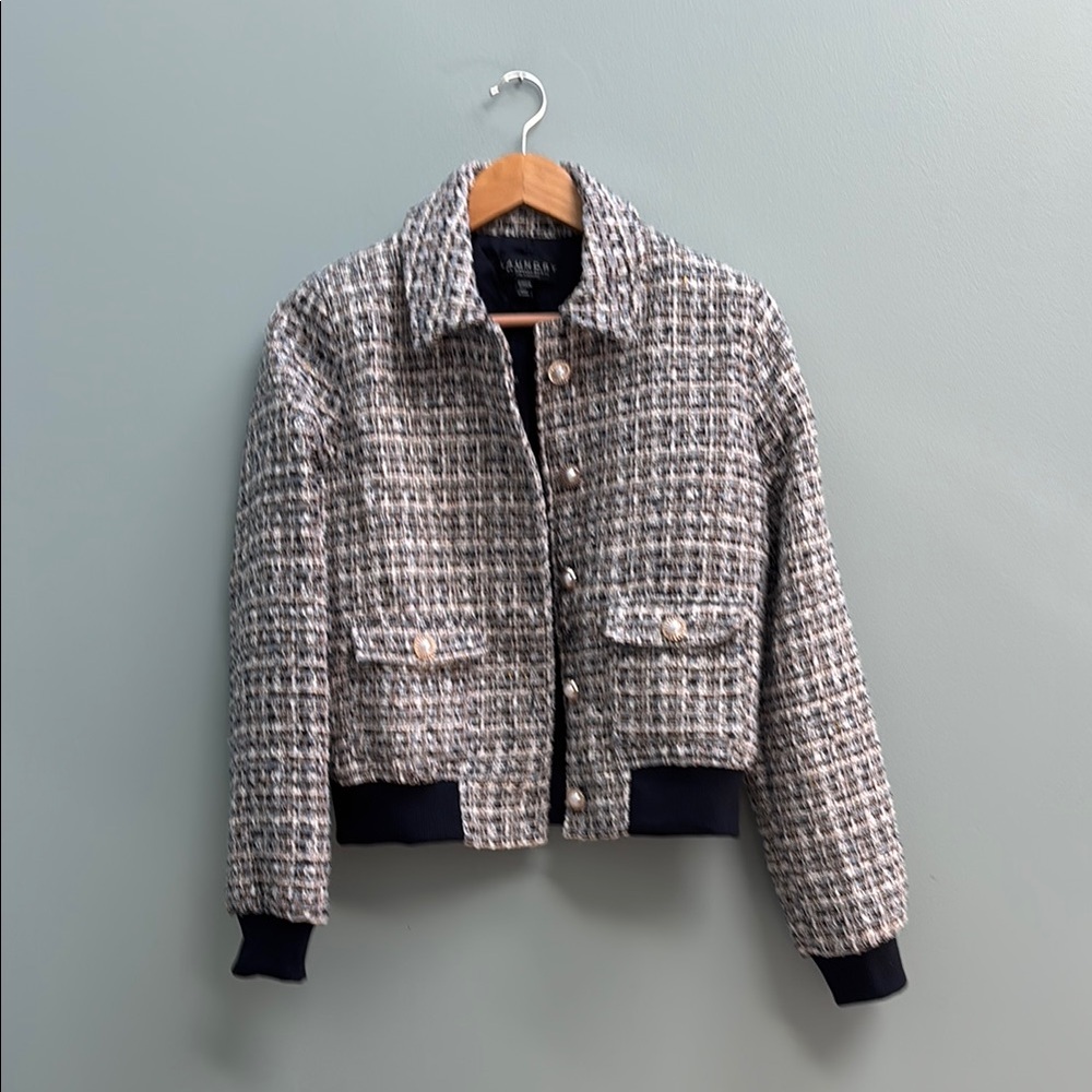 • LAUNDRY BY SHELLI SEAGAL BOUCLÉ BOMBER JACKET • - Picture 2 of 8